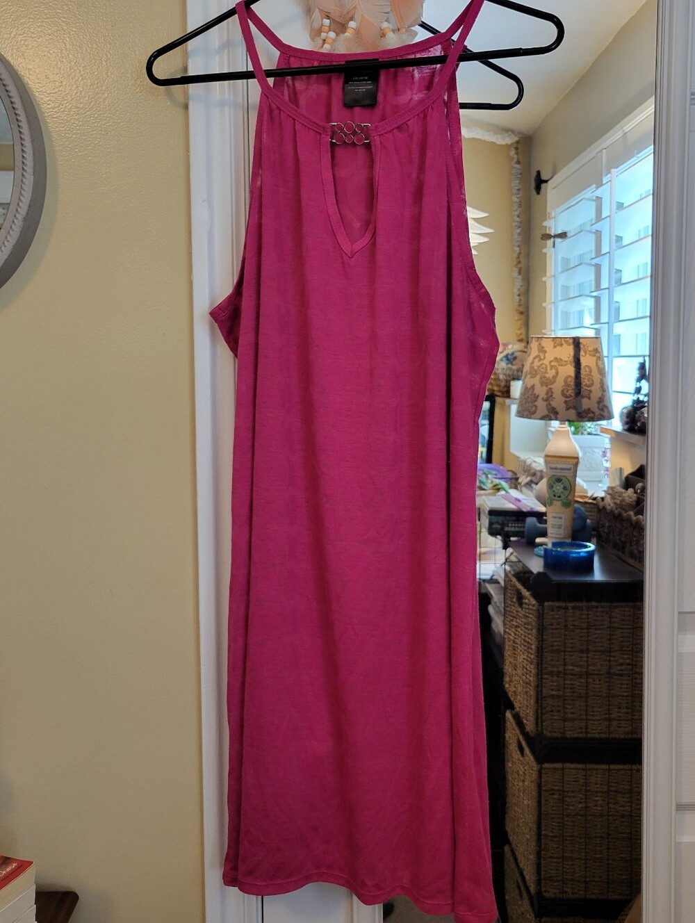 FREE Catalina | Fuchsia Halter Neck Sundress with Decorative Accent